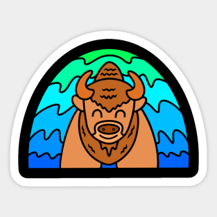 Funny Wood Bison Sticker